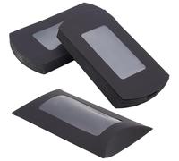 BENECREAT 30pcs 7.1x12.2x2cm Papier Oreiller Boîtes à Bonbons avec Rectangle Fenêtre Transparente, Boîte D'Emballage de Bonbons Noirs Petite Boîte de Friandises pour les Fournitures de Fête
