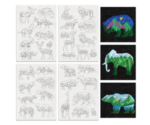 BENECREAT 4 feuille 35 Pcs Broderie Soluble dans L'Eau D'Animaux de la Forêt Stabilisateur de Papier Soluble dans L'Eau Loups Cerf Ours de Montagne 29.7x21cm pour Chemises Manteaux