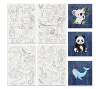 BENECREAT 4 feuille 42 Pcs Motifs de Broderie Hydrosolubles D'Animaux du Zoo Stabilisateurs de Couture à la Main Animaux Terrestres et Marins pour Chemises Manteaux des Sacs les Serviettes
