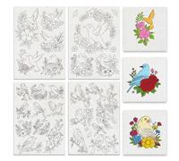 BENECREAT 4 Feuilles 30Pcs Oiseau/Couronne/Fleur Stabilisateurs Solubles à l'Eau pour la Couture à la Main, Stabilisateurs de Broderie à Motif de Printemps pour Carves, Chemises, Manteaux, Sacs