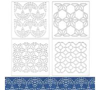 BENECREAT 4 pochoir Acrylique Sashiko Outil de Broderie à Motif Hexagonal Géométrique Carré Modèle de Ligne de Dessin pour Broderie à la Main Épaisseur de 3mm