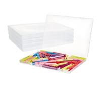 BENECREAT 4 récipient de Rangement en Plastique Boîte Rectangulaire Transparente avec Couvercle Rabattable pour Petits Objets Cahier Stylo Perles et Bijoux 25.8x18.4x1.7cm