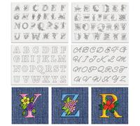 BENECREAT 4 Style 104 pièces AZ Fleur Alphabet Stabilisateurs de Couture à la Main Solubles dans l'eau, Stabilisateurs de Broderie à Déchirer Motif Boho pour Sculptures, Chemises, Manteaux, des Sacs