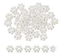 BENECREAT 40 Pcs Perles D'Espacement Marguerite en Argent Sterling 925, Perle Septale Forme Fleur en Argent Antique 3x1mm avec Chiffon de Polissage pour Fabrication de Bijoux, Trou: 0.7mm