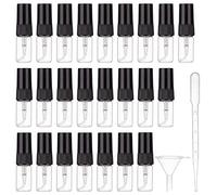 BENECREAT 40pcs 2ml Mini Flacon Pulvérisateur à Brume Fine, Bouteille D'Échantillon Rechargeable avec Couvercle en Plastique Noir 10 Compte-Gouttes et Entonnoir 4 pièces pour Parfum, Lotion, Voyage