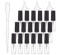 BENECREAT 40PCS 3ml Mini Fine Mist Glass Vaporisateur Bouteille Verre Transparent Voyage Atomiseur Vide Cap Noir avec 2PCS Entonnoir et 4PCS 2ml Pipettes pour Parfum, Cosmétique