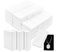 BENECREAT 48 Paquets Boîtes à Bijoux Carton Motif Diamant, 8.4x5.3x2.9cm Boîtes Cadeaux Rectangulaires pour Boucles d'Oreilles et Colliers avec Mousse Velours Anniversaires, Mariage(Blanc)