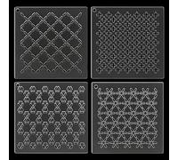 BENECREAT 4Pcs Pochoir Sashiko Acrylique, Outil de Broderie Acrylique Croisé de 12x12cm, Modèle de Ligne de Dessin pour le Quilting et la Broderie à la Main, Épaisseur de 2.5mm