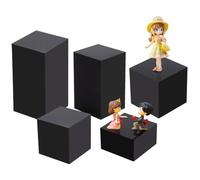 BENECREAT 5 bloc D'Affichage en Forme de Cube en Acrylique Noir 3/5/6/8/10cm de Haut Support de Présentation Solide pour la Présentation de Bijoux en Pierres Précieuses Affichage de Figurines, 5x5cm