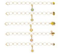BENECREAT 5 ensemble de Chaînes de Marqueurs de Points de Fleurs D'Abeilles Mignonnes avec Anneaux de Liaison Cellulaires Hexagonaux Tricoter Chaînes de Compteur Rangées pour Tricot et de Crochet