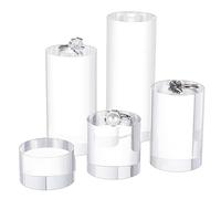 BENECREAT 5 pièces Bloc D'Affichage en Acrylique Transparent 3/4/6/8/10 cm Cylindre Rond Support de Socle D'Affichage Solide pour Bijoux Affichage de Pierres Précieuses Figurines Présentation