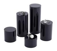 BENECREAT 5 pièces Présentoirs de Colonne en Acrylique Bases Noir 3/4/6/8/10 cm Cylindre Rond Support de Socle D'Affichage Solide pour Bijoux Affichage de Pierres Précieuses Présentation Cosmétique