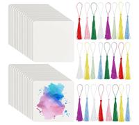BENECREAT 50 paquet Carreaux D'Artiste Carreaux de Papier Zentangle Carrés 10cm Cartes Vierges avec 25 pompon Feuilles de Papier pour Carnet de Croquis Fiches Flash Notes Fournitures de Fabrication