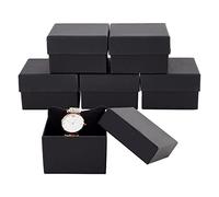 BENECREAT 6 Pack Noir Mat Kraft Carton Boîtes à bijoux Boîtes-cadeaux avec Velvet Rempli pour Bracelet Montre Forme Carrée, 8.7x8.7x5.5cm