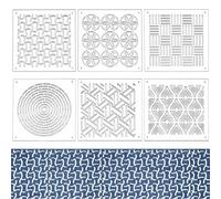 BENECREAT 6 pochoir Acrylique Sashiko Texture Carrée Cercle Outil de Broderie de Motifs de Lignes Modèle de Ligne de Dessin pour le Matelassage et la Broderie à la Main Épaisseur de 3mm