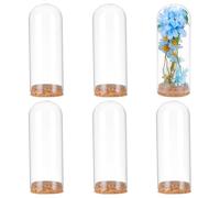 BENECREAT 6 pot Décoratif en Forme de Dôme Cloche en Verre avec Dôme D'Affichage de 12x4.7cm Pot avec Base en Liège pour le Stockage des Fleurs Spécimens Décorations Artisanales