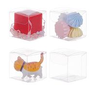 BENECREAT 60PCS 4x4x4cm Effacer Cube De Faveur De Mariage Boîtes PVC Transparent Cube Coffrets Cadeaux pour Bonbons Chocolat Saint Valentin, Fête des Mères, Cadeau