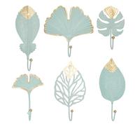 BENECREAT 6pcs Crochets Muraux en Fer Peint, Crochets Muraux Non Perforés Vert Clair, Crochets Décoratifs en Fer à Feuilles, Porte-Manteau Botanique à Griffe Unique pour Chambre, Décoration de Salon