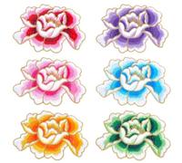 BENECREAT 6pcs Patchs de Broderie Fleur Couleur Patchs Brodés Pivoine à Repasser ou à Coudre pour Vestes Vêtements Robes Jeans Chapeaux Sacs à Dos Vêtements 11.8x7cm