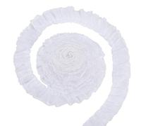 BENECREAT 7.3M Bordure en Dentelle Plissée en Polyester, Ruban de Dentelle à Volants avec Bordure Blanche de 40mm de Large, pour Accessoires de Vêtement, Décoration de Couture Artisanale DIY