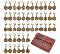 BENECREAT 72pcs Breloques Vintage Constellations, 12 Styles Pendentifs Plats Ronds du Zodiaque avec Fermoirs Ressort pour Décoration de Carnet de Voyageur et Création de Bijoux DIY