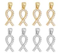 BENECREAT 8 breloque Ruban de Sensibilisation Plaquée Or 2 carats 18 couleurs Breloques en Laiton pour Poitrine Pendentifs en Laiton et Zircone Cubique Micro Pavés pour Boucles D'Oreilles Bracelet