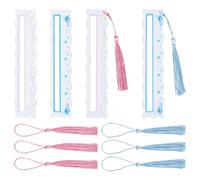 BENECREAT 8 Jeu de Repères de Lignes et de Lecture des Règles de Mahjong en Acrylique avec Pompons Guide Portable de Combinaisons de Tuiles de 155mm pour Les Tournois