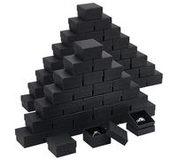 BENECREAT 80 Pcs Coffrets Cadeaux à Bijoux Noirs, Boîte à Bagues Carrée en Carton, 52x52x32 mm Boîtes à Bijoux en Papier pour Bagues Cadeaux de Mariage, Colliers, Bague et Boucles d'oreilles