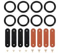BENECREAT 8pcs Étriers Paon Anneaux de Sécurité en Caoutchouc, 8pcs 2 Couleurs Patins de Cuir Ensemble de Remplacement Jeu d'Anneaux de Remplacement Durables pour Équitation