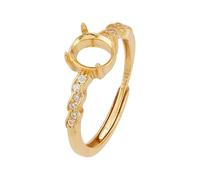 BENECREAT 925 bague en Argent Sterling Vierge Bagues Rondes à une Griffe avec Zircone pour la Fabrication de Bijoux Composants de Bijoux pour Cabochon de Pierres Précieuses Plateau: 6mm Or