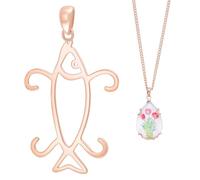 BENECREAT 925 pendentif en Argent Sterling en Forme de Poisson à 4 griffes Pendentif Torsadé Fait Main Vierge pour Pendentif Pépites Collier DIY Fabrication de Bijoux 33x22x1mm Rose Doré