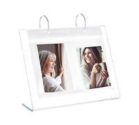 BENECREAT Album à rabat vertical transparent de 10,2 cm - Petit album familial à rabat pour 17 pages et 68 photos - Support de bureau encadré