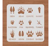 BENECREAT Animal Paw Griffe Pochoir, 11.8x11.8 pouce/30x30 cm Bear Turkey Lapin Cougar Peinture Gabarit Pochoir pour Scrabooking Card Making DIY Wall Floor Decoration