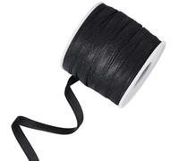 BENECREAT Biais Satiné Noir 25 m Ruban de Biais de Reliure en Satin à Double Pli de 6mm de Large pour Décoration Cheongsam Couture de Vêtements Passepoil