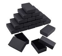 BENECREAT Boîte de bijoux en papier Kraft 24PCS noir mat, boîte de bague de bijoux en carton rectangle remplie de velours pour les anniversaires, les mariages 8.7x5.5x2.8cm