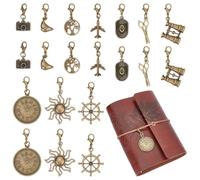 BENECREAT Breloques Pendentifs Plats Ronds du Zodiaque avec Fermoirs Ressort pour Décoration de Carnet de Voyageur et Création de Bijoux DIY