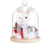 BENECREAT Cloche Dôme en Verre de 170x235mm avec Poignée Supérieure Ronde Cache Verre à Fleurs Éternelles avec Base en Bois pour Spécimens de Plantes Décoration DIY