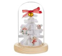 BENECREAT Cloche en Verre avec Base en Bois Dôme D'Exposition en Forme D'Arche de 11.8x6.6cm Ensemble Complet de Cloche en Verre avec Support en Bois Massif pour la Décoration Intérieure Navajo White