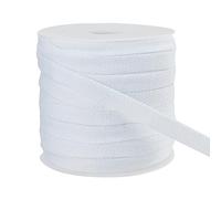 BENECREAT Corde de Remplacement à Cordon Plat 25m, Cordon de Serrage en Polyester Doux Blanc de 12 mm de Large avec Bobine en Plastique 1 pièces, pour Les Manteaux, Pantalon, Short