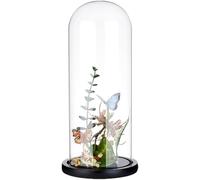 BENECREAT Couvercle en Verre Transparent pour Fleur Éternelle de 11.75x30.5cm Cloche en Dôme en Verre avec Base en Bois Massif Noir pour Artisanat de Fleurs à Faire Soi Même