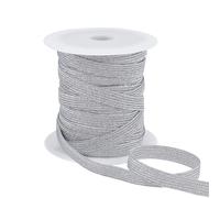 BENECREAT Élastiques Argentés de 22.9 m Ruban Tressé à Paillettes de 10mm de Large Élastique Plat pour la Couture la Confection de Jupes et de Robes.