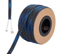 BENECREAT Gaine Tressée Extensible en Pet de 30 m Gaine de Protection de Câble de 12mm de Largeur Organisateur de Câbles pour Système Audio Vidéo Domestique Protège Les Câbles (Bleu)