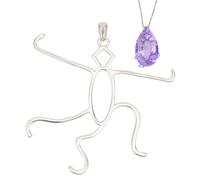 BENECREAT Grand 925 Pendentif à 5 Griffes en Argent Sterling Vierge, Pendentif de Forme Ovale Fait à la Main, pour Pépites, Collier à Faire Soi-Même, Recherche de Bijoux, 45.5x48x1 mm