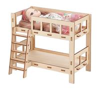 BENECREAT Lit Superposé pour Poupées Convient aux Lits Superposés en Bois Jusqu'À 155mm D'Épaisseur pour Accessoires de Meubles de Maison de Poupée 170x90x140mm