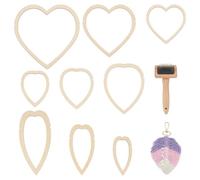 BENECREAT Lot de 10 accessoires pour macramé, gabarit en bois en forme de feuille pour macramé, 9 moules de coupe en 3 styles et 1 peigne en acier inoxydable pour réaliser des pompons à plumes en