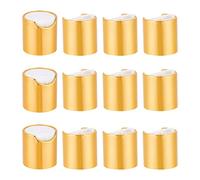 BENECREAT Lot de 12 bouchons à presser de rechange en plastique aluminisé, bouchons à disque doré pour distributeur de lotion et bouteilles à presser pour bouteilles compressibles, shampooing, bouchon
