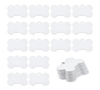 BENECREAT Lot de 30 étiquettes vierges en aluminium pour impression d'os de chien, étiquettes de transfert double face pour porte-clés de bricolage, projet d'étiquettes