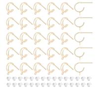 BENECREAT Lot de 32 fermoirs de boucles d'oreilles à tige en laiton plaqué or 18 carats avec boucle, demi-créoles de 13 x 3 mm avec 40 écrous en plastique pour créations de boucles d'oreilles et