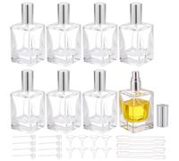 BENECREAT Paquet de 8 Flacons à Parfum en Verre Vides de 30ml avec 8 Ensembles d Outils de Recharge Flacons Vaporisateurs en Verre Carrés pour Parfum Huile Essentielle Platine