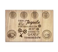 BENECREAT Plateau de Service pour Verres à Shot de Tequila Mexicains Sand Hammer Porte Verre en Bois avec Bord de Sel Planche à Verres à Shot pour Bar Restaurant Fête Réunion de Famille 20x30cm